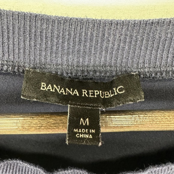 Banana Republic Womens Navy Blue Mixed Media Knit Back Long Sleeve Top Size M - Picture 4 of 4